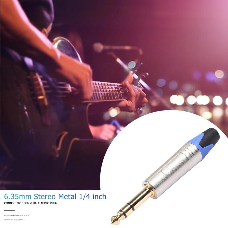 6.35mm Jack Stereo Metal 1/4 inch Connector 6.5mm Male Audio Plug Solder Adapter Solderen vergulde 6.35 plug