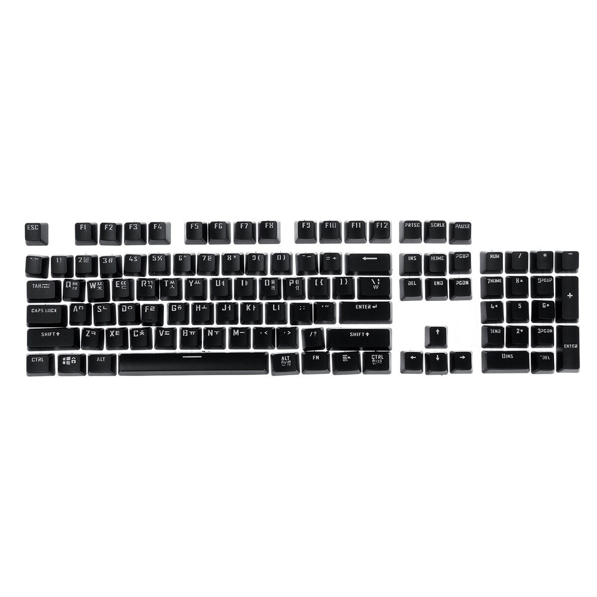 Black/White Universal-Korean 106 Keycaps For Mechanical Keyboard Backlight Thermal Sublimation For Cherry MX Mechanical Keyboard: Black