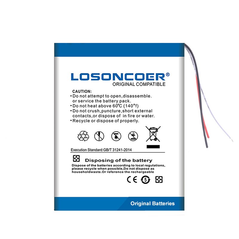 100% Original LOSONCOER 5800mAh 358595 318292 Battery for Prestigio Grace 3118 3G PMT3118 Tablet 7" Batteries