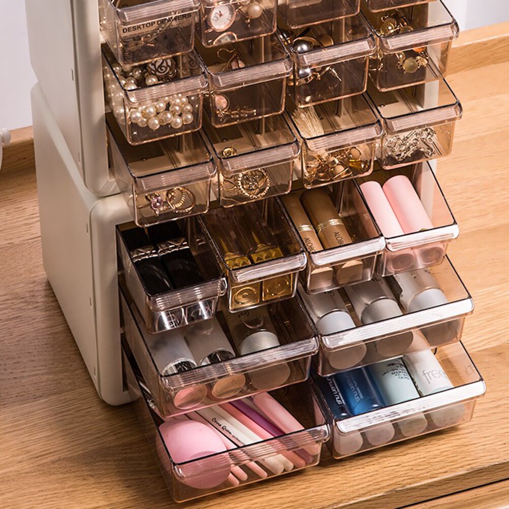 1 Set Case Hanging Storage Shelf Multi - Lattice Mini Jewelry Box Desktop Drawer Jewelry Storage Cabinet for Home Rings Jewelry