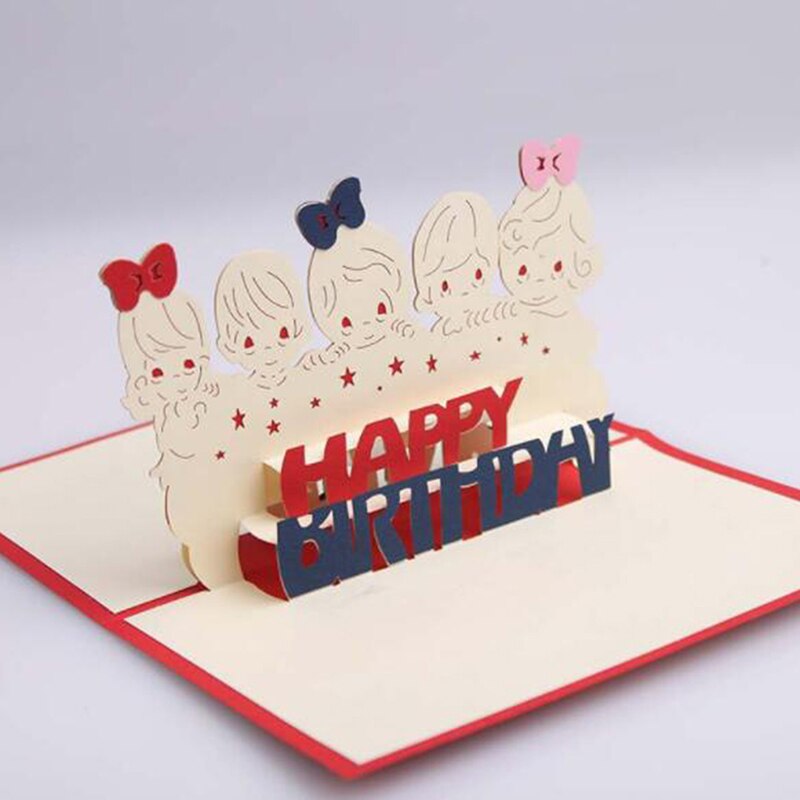 DIY Handmade Greeting Card Three-dimensional Greeting Card 3D Flower Happy Birthday Postcard with Envelope