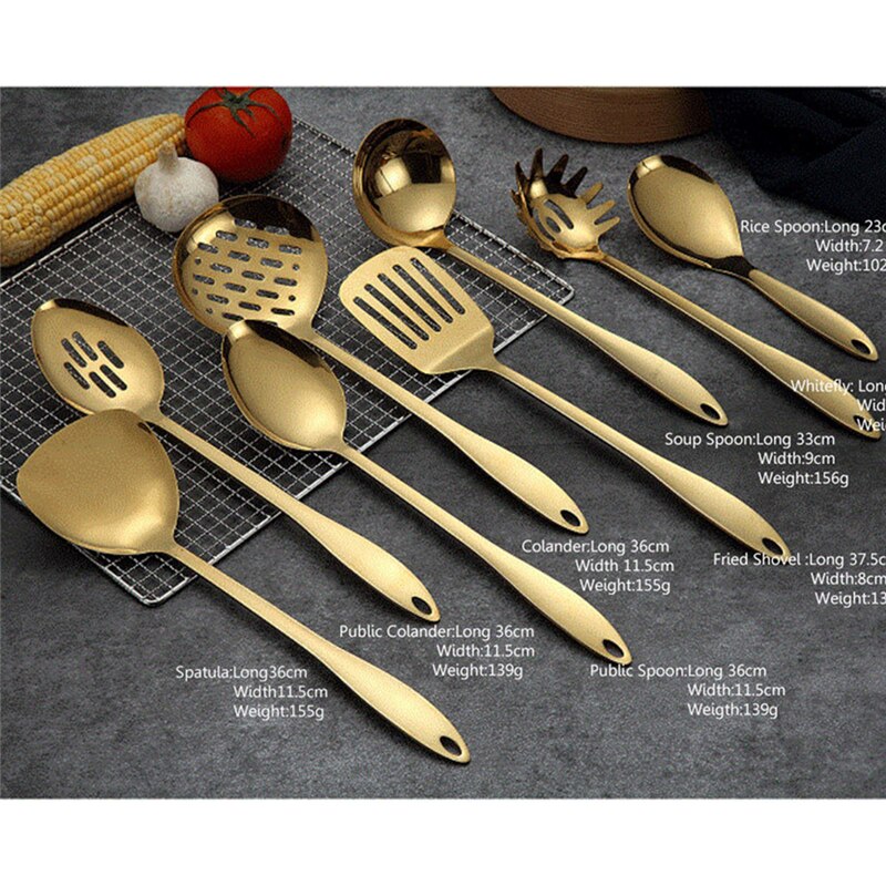 1x ustensiles de cuisine en acier inoxydable titane doré cuillère pelle ustensiles de cuisine ustensiles de cuisine cocina utensilios spatule louche ustensiles de cuisine