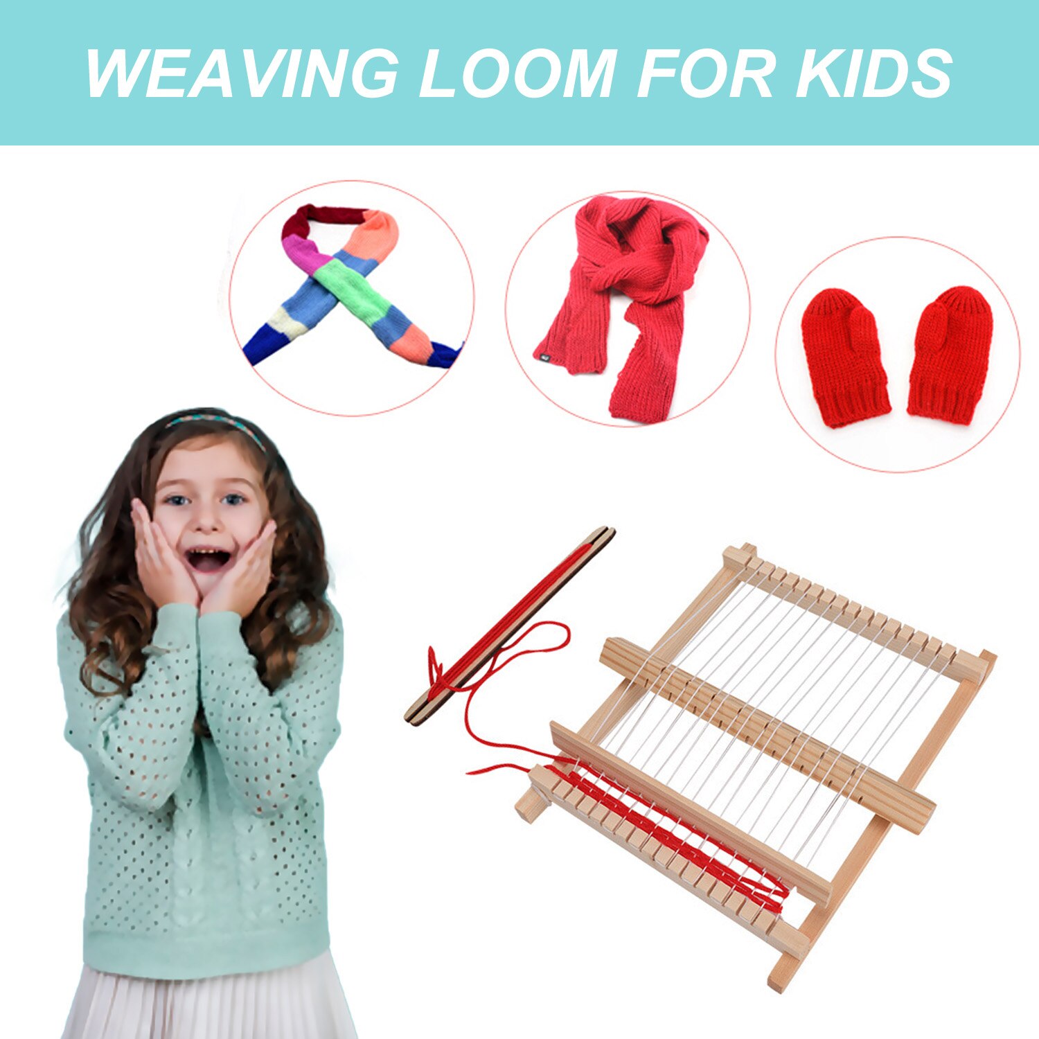 Træ vævning væv ramme kit børn diy væver håndværk leverer pædagogisk legetøj til børn småbørn