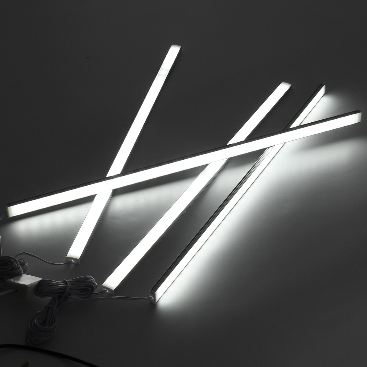 4Pcs 50CM LED Strip Light Kit for Under Kitchen Cabinet Counter Lighting LED Showcase Rigid Strip Light: Cold White