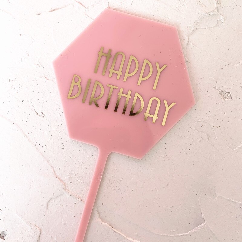 Happy Birthday Cake Topper Black White Transparent Acrylic Birthday Party Dessert Decoration For Baby shower Baking Supplies: 4