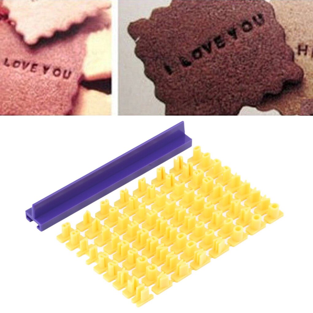 Alfabet nummer bogstav bageform 3d småkage kiks stempel prægemaskine udstikker kage fondant gør-det-selv-forme gul udskærer fondant form