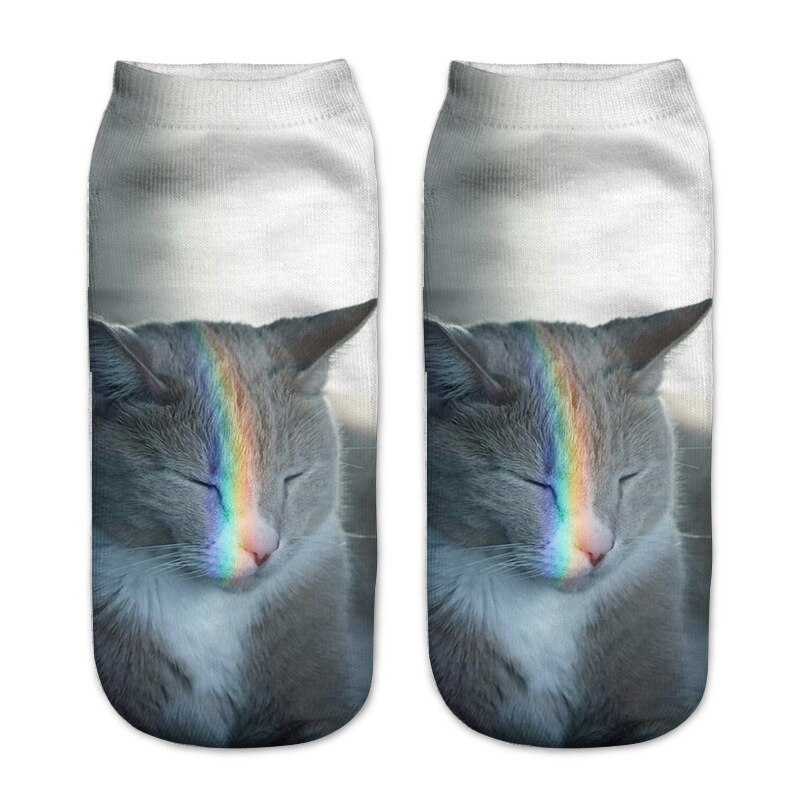 Kids Socks 3D Printing Cute Animal Cat Boys Girls Socks Low Ankle Funny Sock for Children 8-16Years: 9