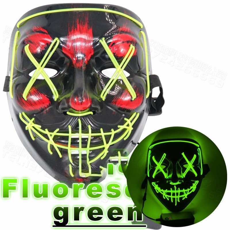Halloween led maske halloween fest maske maskerade masker dj party lys op masker glød i mørk neon maske