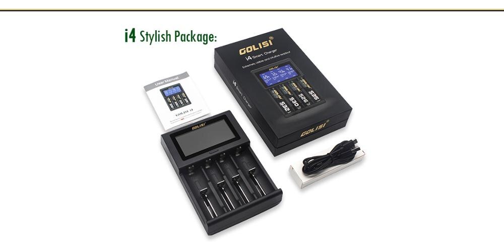 Golisi I4 ladegerät 2A schnelle Ladung Intelligente LCD Ladegerät schnell Ladung Für 18650 21700 26650 Li-Ion Ni-Mh Ni-CD AAA Batterie