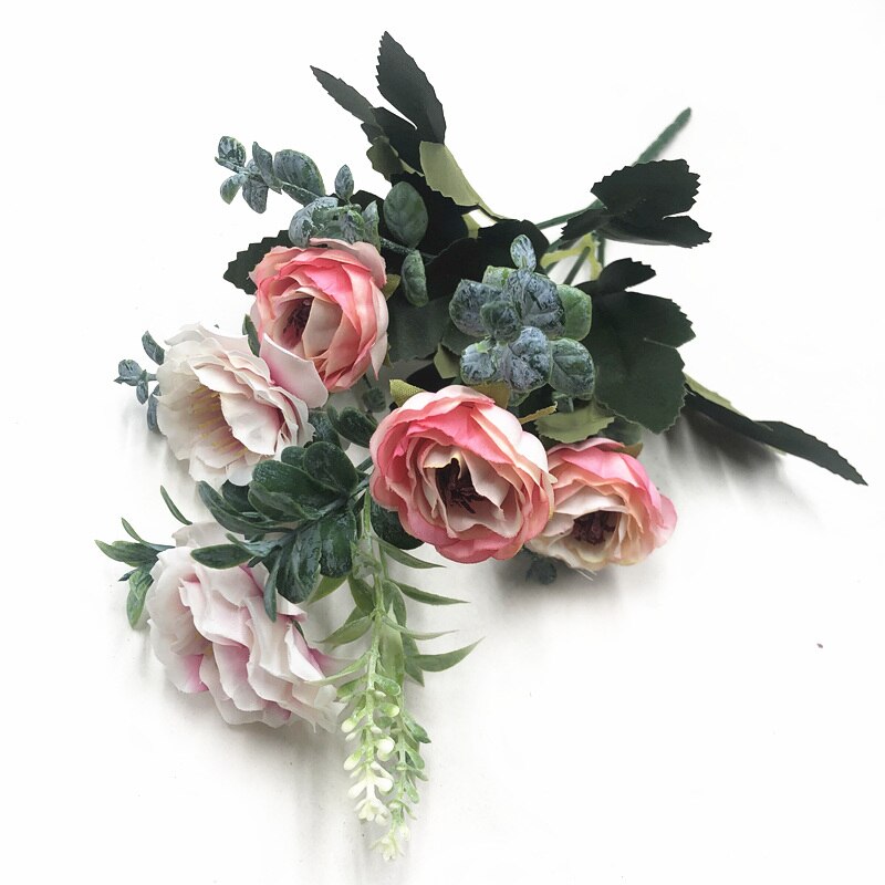 Yoormer Kunstmatige Pioen Zijde Bloem Boeket Elegante Thuis Kunstmatige Bruiloft Decoratie Boeket Bloem Decoratie: light pink
