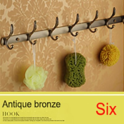 1-8 vägghängare vintage mässing mantel krok guld antik brons kappa dörr vägg krok badrumstillbehör: Svart