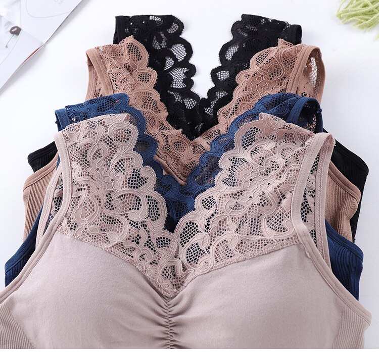 Sujetador deportivo de encaje para mujer, Bralette deportivo de encaje, Top sin mangas, para gimnasio y Yoga
