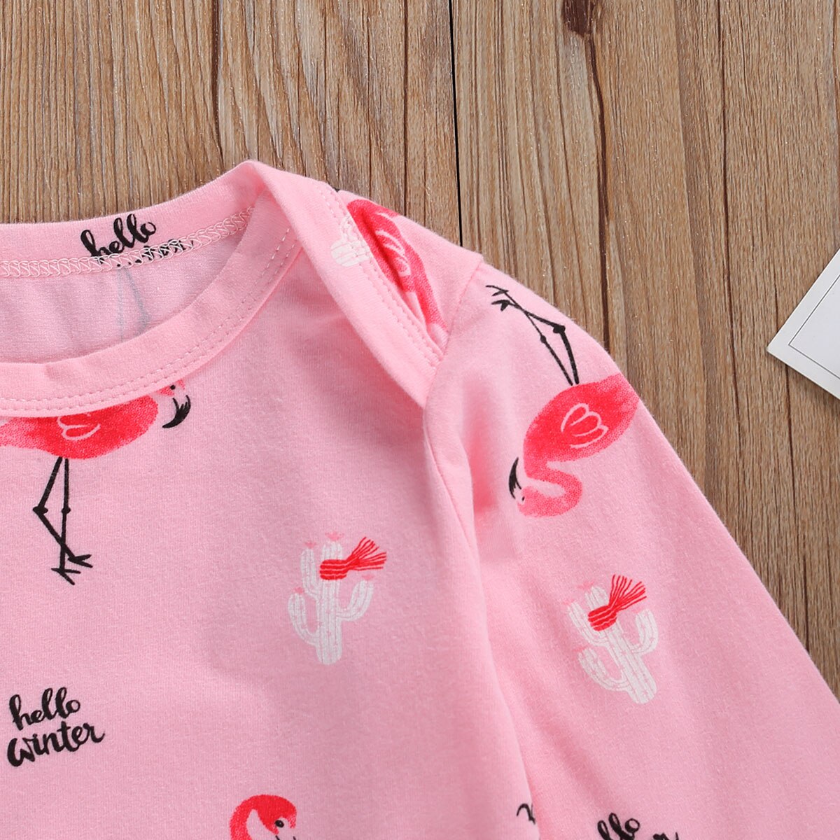 Spædbarn baby piger flamingo print romper småbørn langærmet rund hals tegneserie jumpsuit afslappet forår efterår legedragt