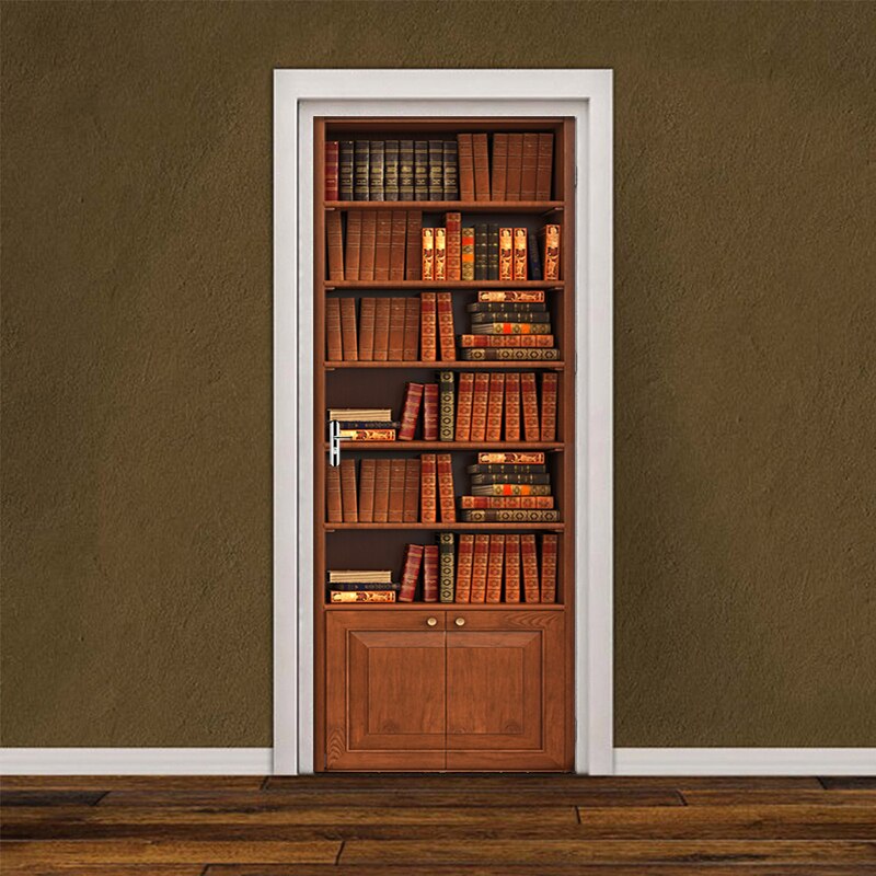 Library Study Decoration Door Stickers Home Decoration Retro Decals Self-Adhesive Waterproof Pvc Living Room Bedroom Decoration