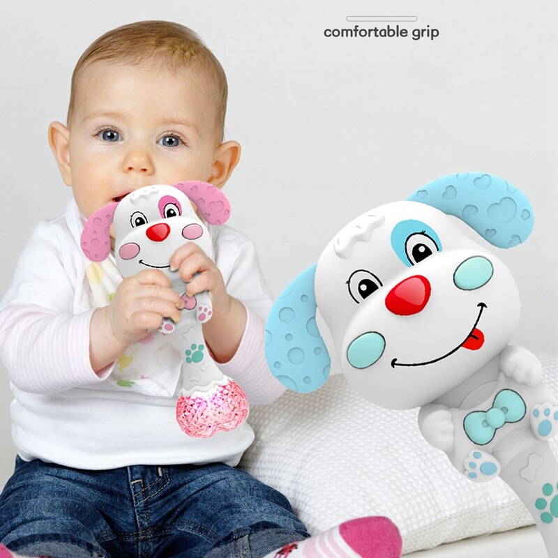 Cartoon Puppy Baby Rammelaar Met Muziek Licht Bijtring Speelgoed Trekt Baby 'S Aandacht Te Kiezen