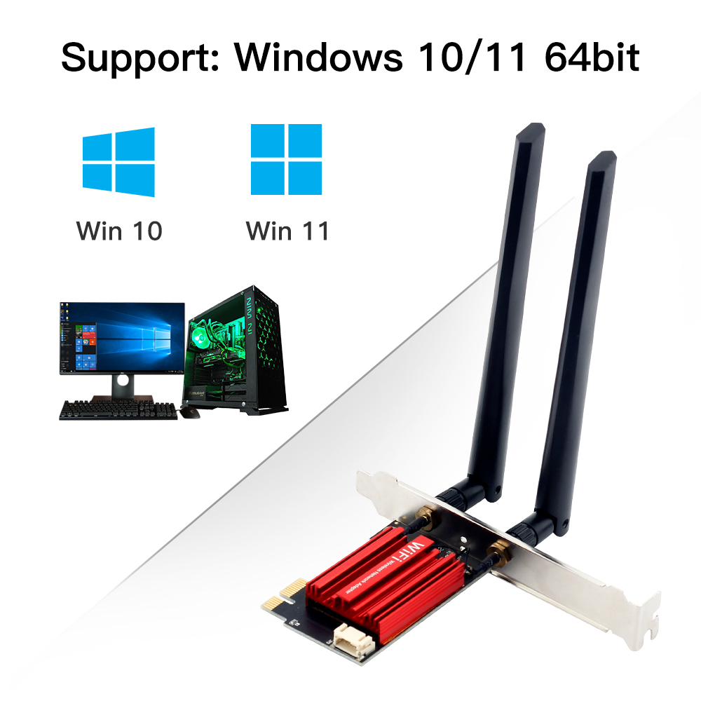 Fenvi-Adaptador Tri-Band Sem Fio, Wi-Fi 6E, AX210, PCI-E, 2.4G, 5G, 6Ghz, Compatível com BT 5.3, 802.11AX, Cartão de Rede Wi-Fi para PC, Win 10, 11