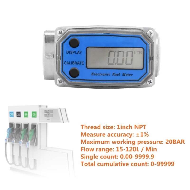 1″ Digital Turbine Flow Meter Gas Oil Fuel Flowmeter Pump Flow Meter Die sel Fuel Die sel Kerosene Line Pipe Counter