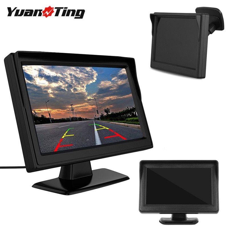 YuanTing 800*480 HD Dashboard Car Monitor 5 "TFT Lcd-scherm 2CH RCA Av-ingang Voor Achter voor view Parking Reverse Camera NTSC PAL