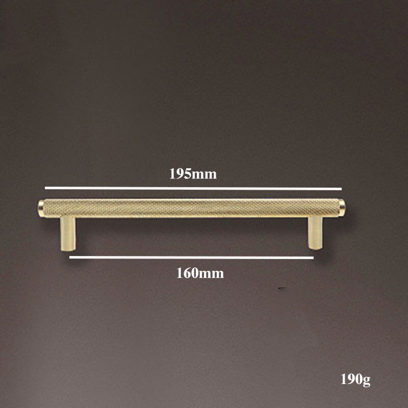 Long Brass Knurled/Textured simple kitchen cabinet knobs and handles Drawer Pulls Bedroom Knobs Brass T Bar Cabinet Hardware: length 195mm / 1pc