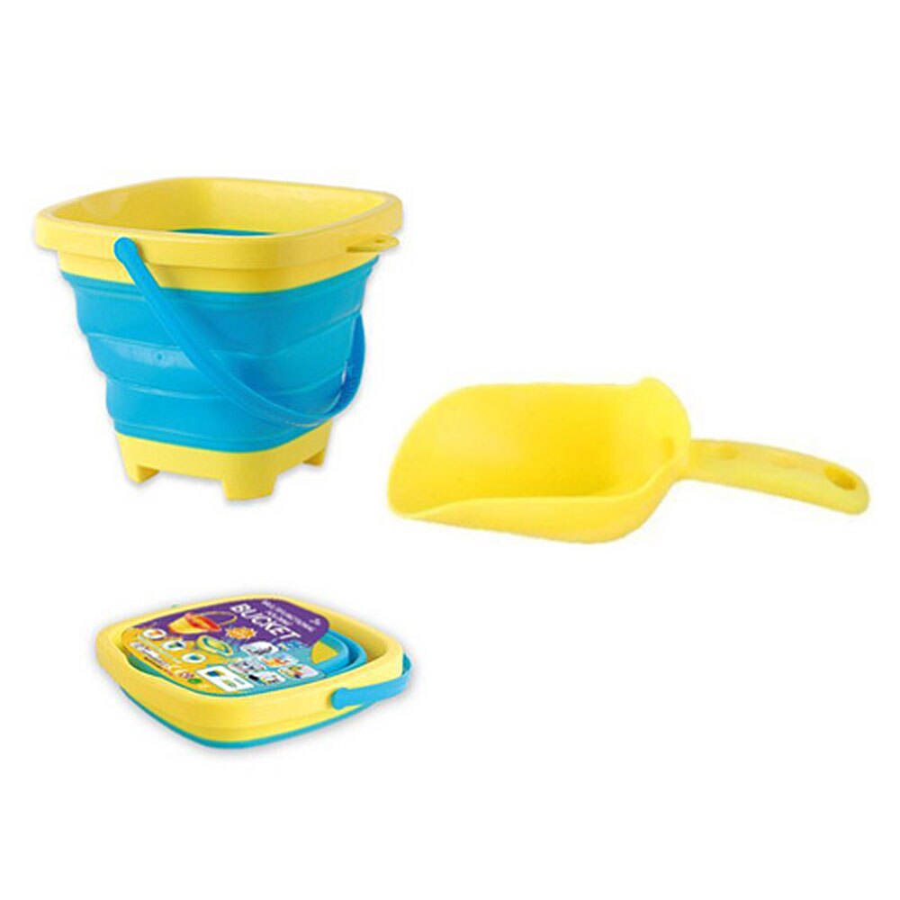 2.5l opvouwbare strandemmers van siliconen, camping, autowasbakken, speelgoed voor kinderen, interactieve reisvisemmer met schep: Blauw