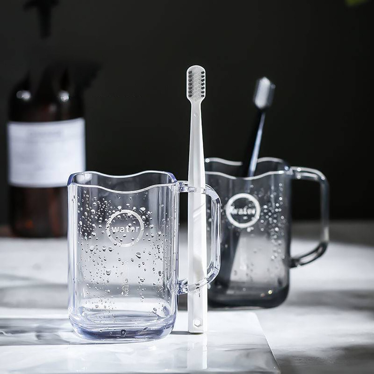 Vaso de baño de plástico nórdico con soporte para cepillo de dientes, herramienta para lavar y beber, para el hogar