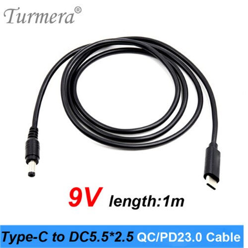 Déclencheur PD QC3.0 20V pour alimentation PD type-c à cc 5.5*2.5mm câble pour batterie externe de charge à TS100 fer à souder et ordinateur portable: 9V-1m-Cable