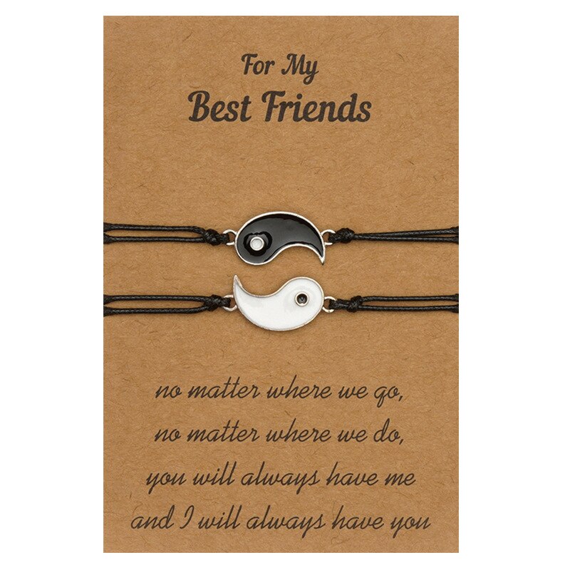 2Pc Yin Yang Roddels Armbanden Voor Vrouwen Mannen Minnaar Paar Armband Verstelbare Touw Ketting Beste Vriend Vriendschap Armbanden Sieraden