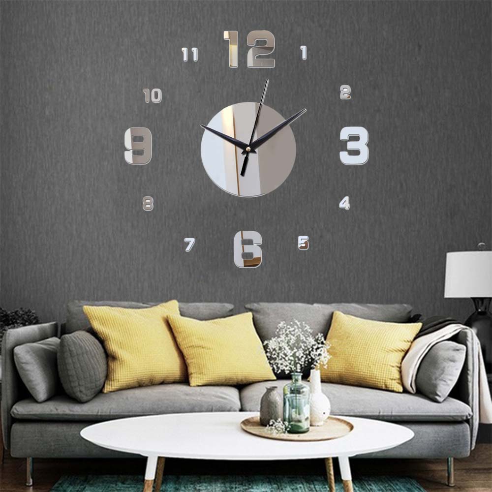 Modern Wall Clock Sticker 3D Mirror Self-Adhesive Diy Digital 3 Color Acrylic Bedroom TV Background Mural Wall Stickers