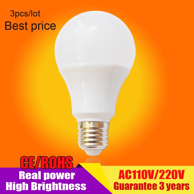 3 pcs/lot led ampoule E27 3 W 5 W 7 W 9 W 12 W 15 W lampe à Led 110 V 220 V lumière led froid blanc ampoule Led maïs lumière