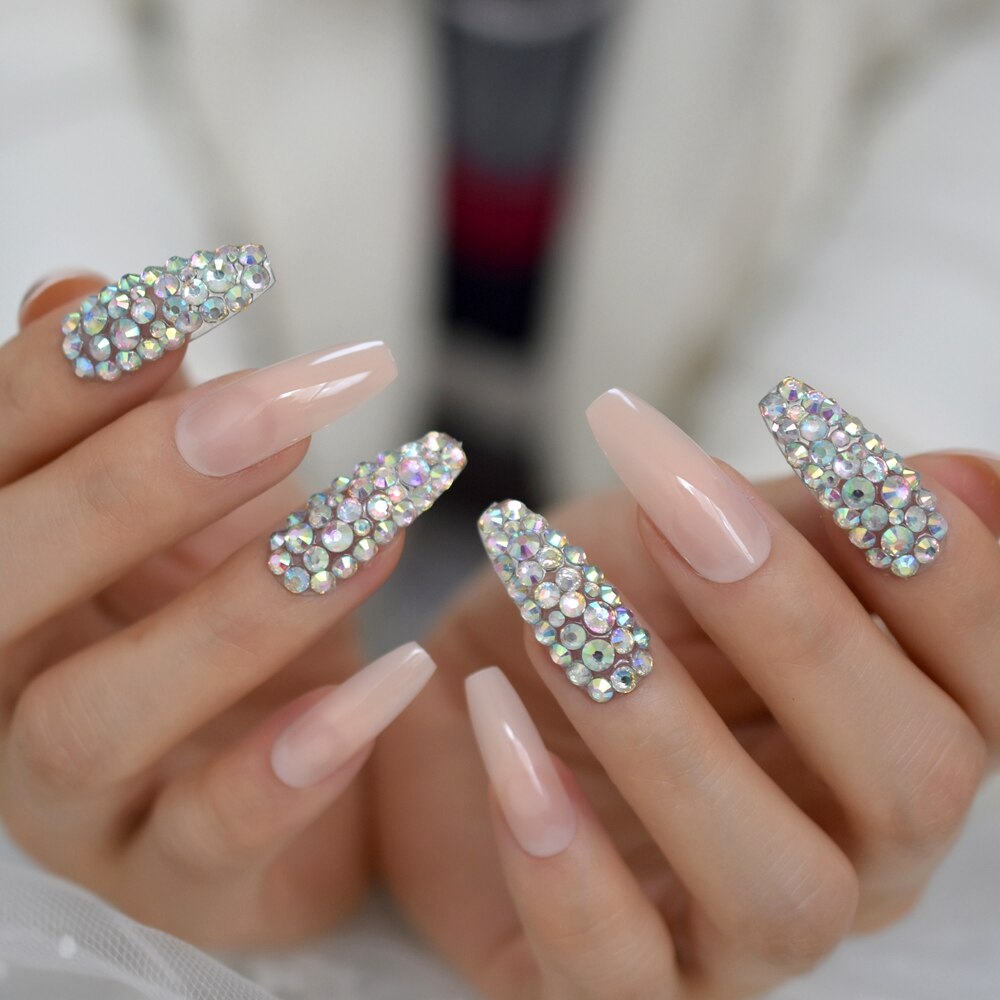Faux ongles personnalisés Extra longs pour Salon de manucure, rose clair clair, UV, pour Festival, 24 Ct: L5623