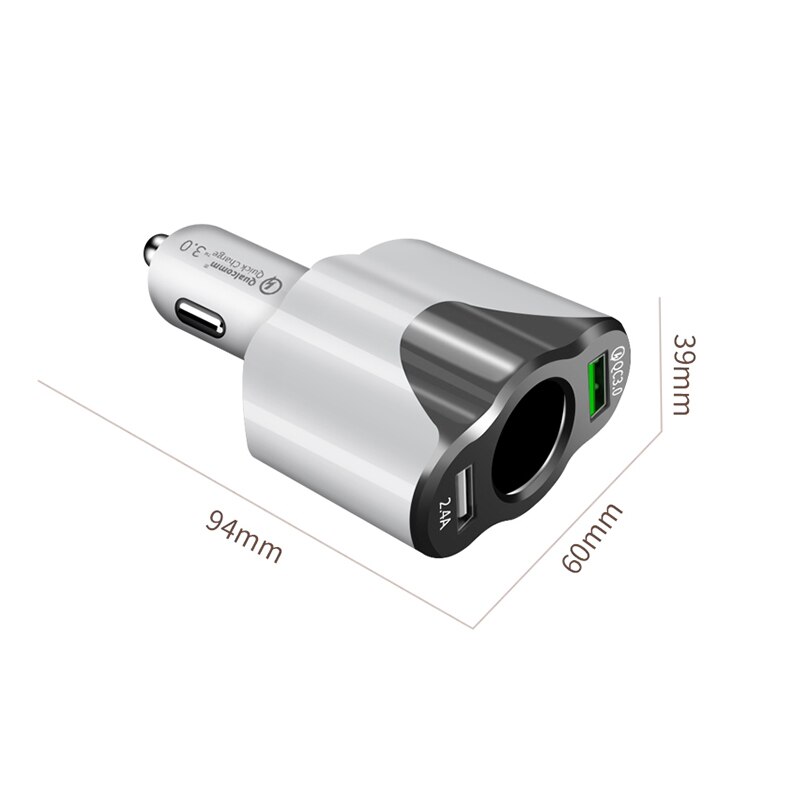 120W adaptador de cargador de coche USB voltímetro de carga rápida encendedor de cigarrillos divisor de enchufe para teléfono tableta GPS DVR
