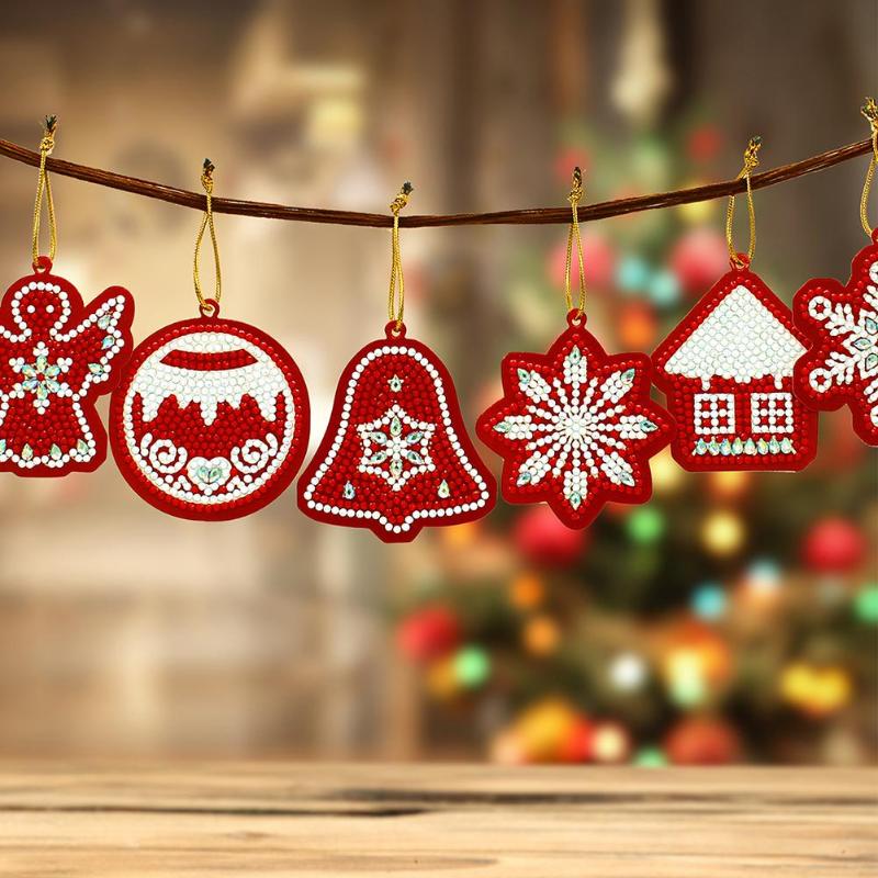 4/10 Pcs Kerstboom Sneeuwpop Sleutelhanger Diamant Schilderij Vrouwen Tas Sleutelhanger Hanger Speciale Vorm Kerstboom Hanger