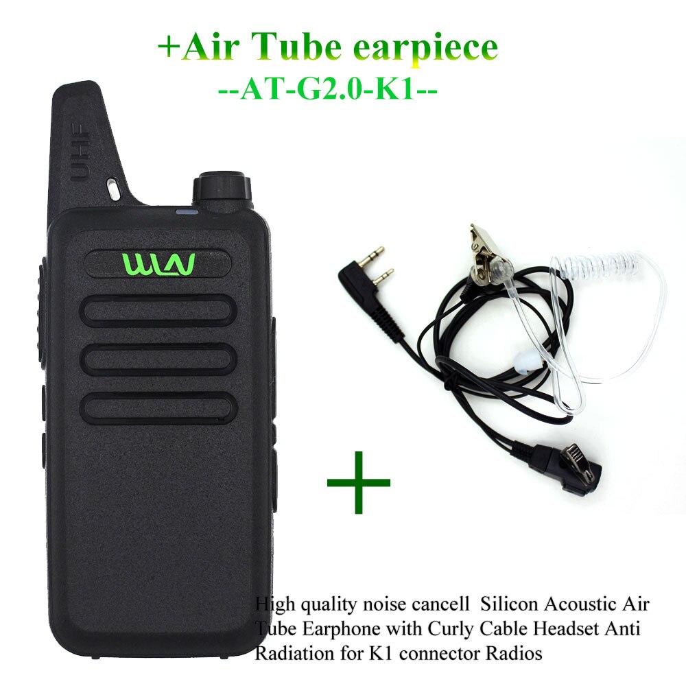 Mini Walkie Talkie WLN KD-C1UHF 400-470 MHz 5W With 16 Channels Two Way Radio: Black-Earpiece