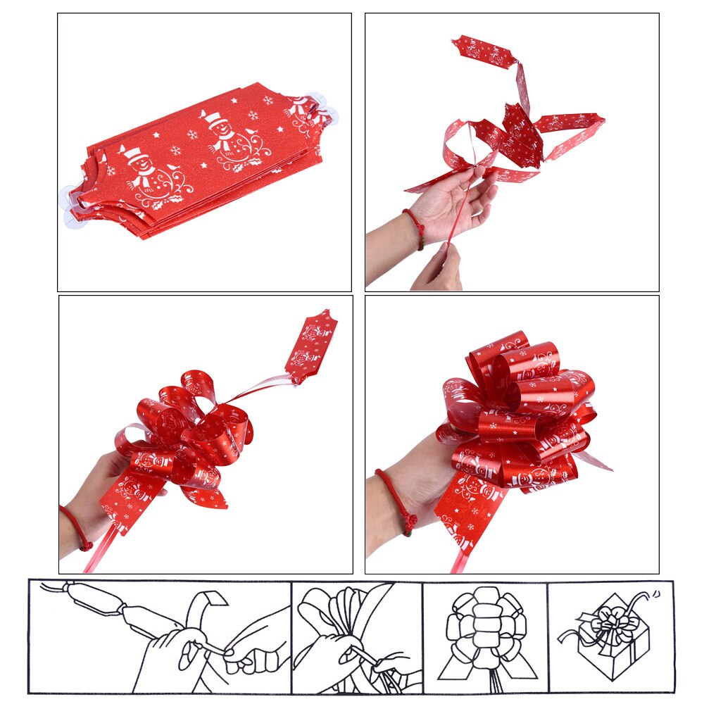 12 Pcs Wedding decoration Christmas Pull Flower Ribbon DIY Handmade Ribbon Strips Happy Year Decoration