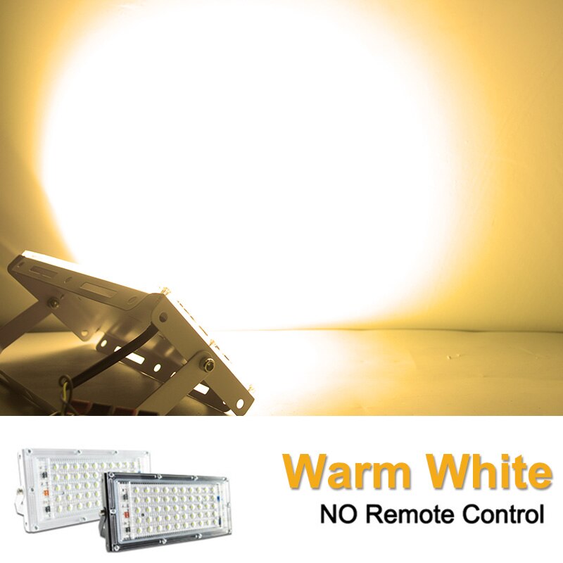 =(K)= LED Flood Light 50W 100W RGB Floodlight 220V LED Street Reflector Spot Lamp waterproof IP65 outdoor Lighting led spotlight: Warm White / White Shell