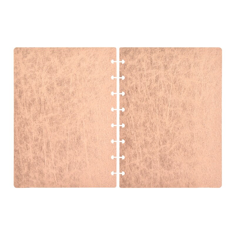 Fromthenon Mushroom Hole Notebook Cover Shell A5 Disc Bound Binder Notepad T Type Round Hole Book DIY Assembled Jaournal Cover: Rose gold