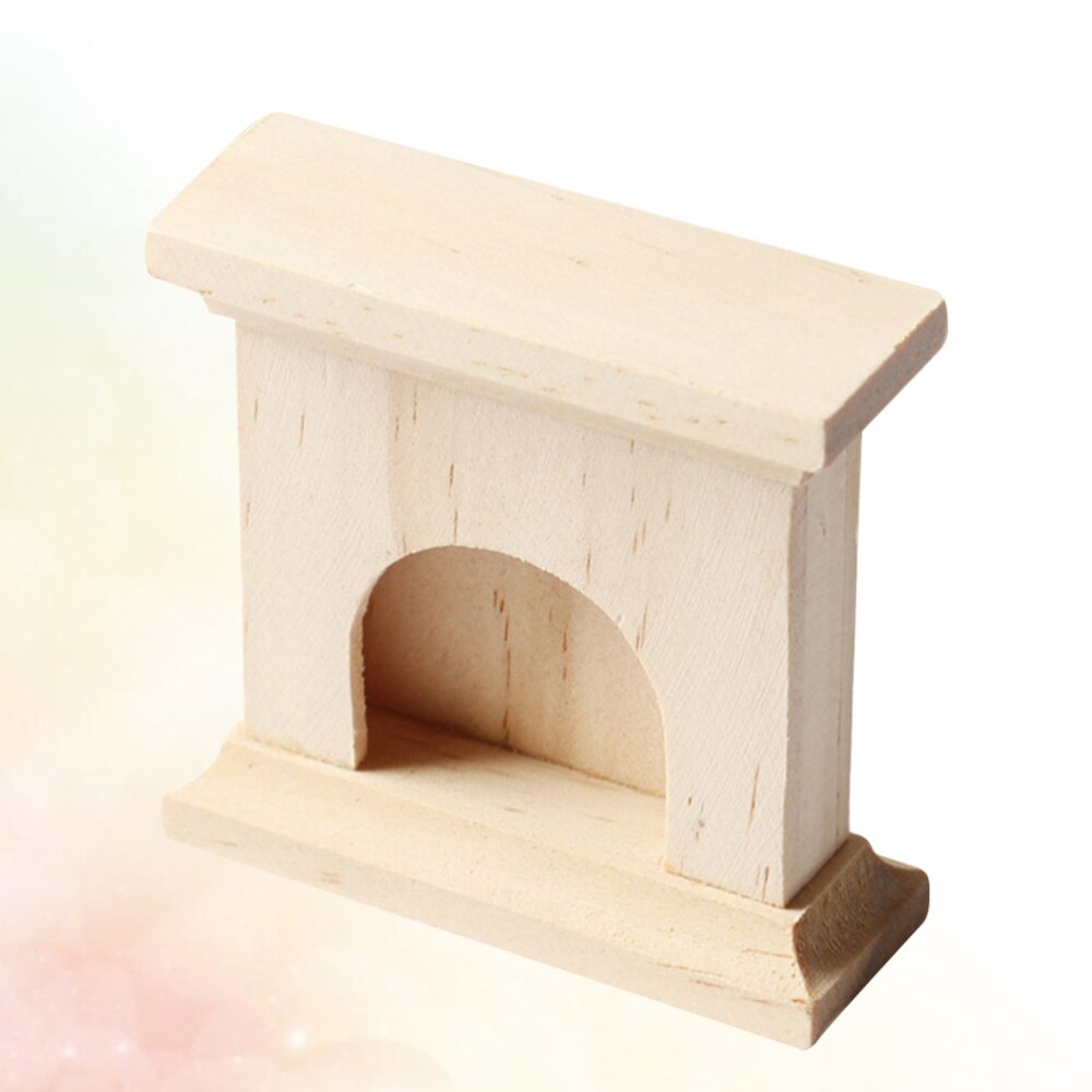 Mini Natural Solid Wood Fireplace Photograph Model Adornment Miniature Toy House Accessories