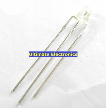 100 st gemensam katod/anod 3mm led klar tvåfärgad röd och blå 3 -stifts rund topp