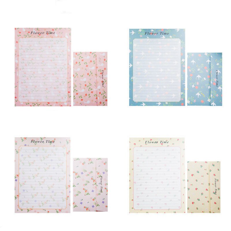 Liefde Envelop Wedding Brief Uitnodiging Brief Papier Set 3 Pcs Papier Envelop 6 Lakens Groet Bloemen Vogel Brief Schrijven Papier