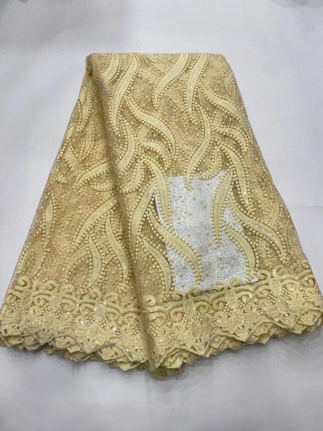 African Lace Fabric Onion Guipure Lace with Sequins Embroiderey Lace Fabric Nigeria Lace Fabric: as picture2