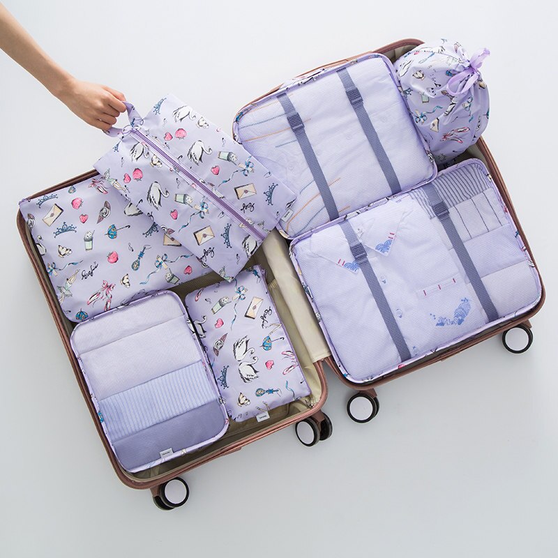7 pieces Set Travel Organizer Storage Bags Suitcase Packing Set Storage Cases Portable Luggage Organizer Clothes Shoe Tidy Pouch: 4