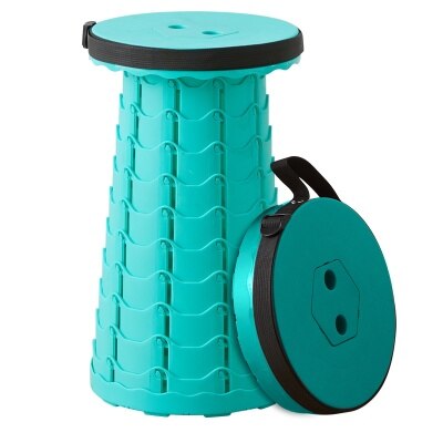 Silla plegable telescópica portátil para exteriores, taburete de plástico ajustable en altura, asiento pequeño para acampar, pescar y salir: Blue