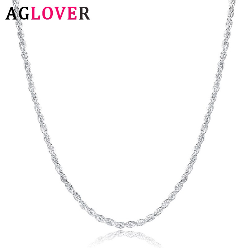 Aglover 925 Sterling Zilver 16/18/20/22/24 Inch Touw Ketting Ketting Voor Vrouw Man Mode Charme verjaardag Bruiloft Sieraden