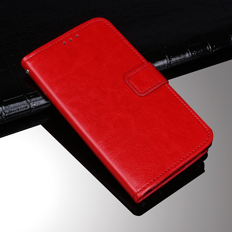 Realme C3(3 Camera 'S) case 6.5 "Flip Portemonnee Zakelijke Lederen Fundas Telefoon Case Realme C3 Terug Vingerafdruk Cover Coque Accessoires: Rood