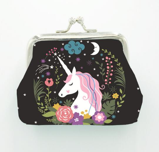 Coin Purse Unicorn Print Classic Wallet Buckle Pink Girl Wallet Child Student: lqb22-1