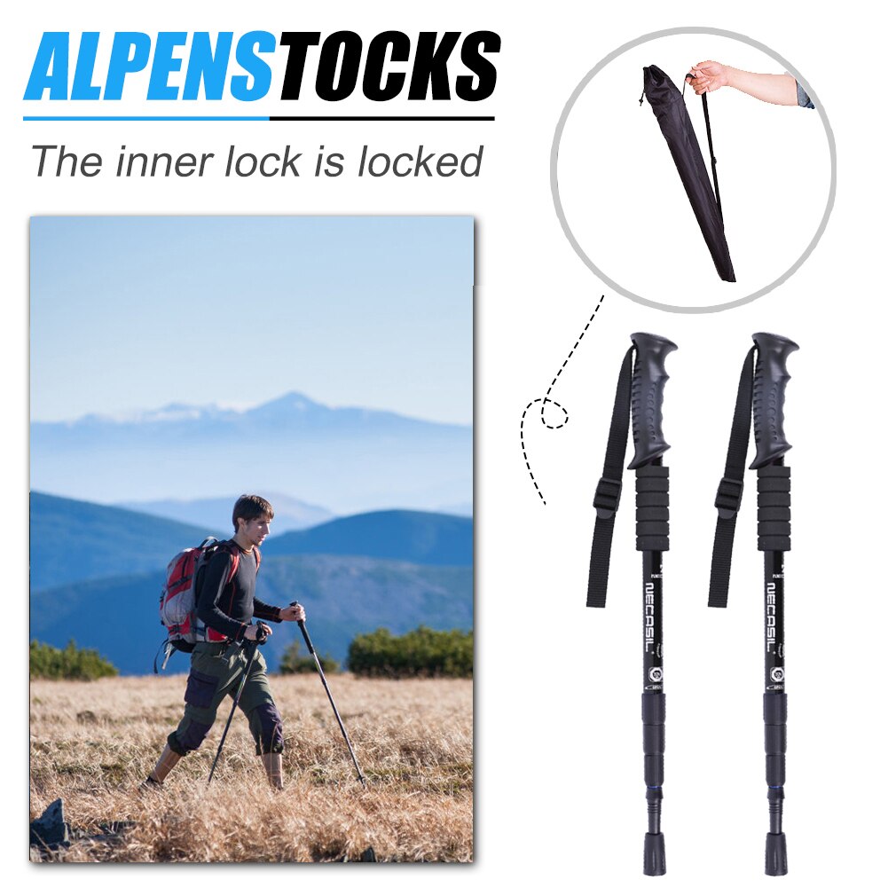 NECASIL G103, bastón de Trekking para escalada al aire libre, Kit de bastones para caminar de 4 secciones