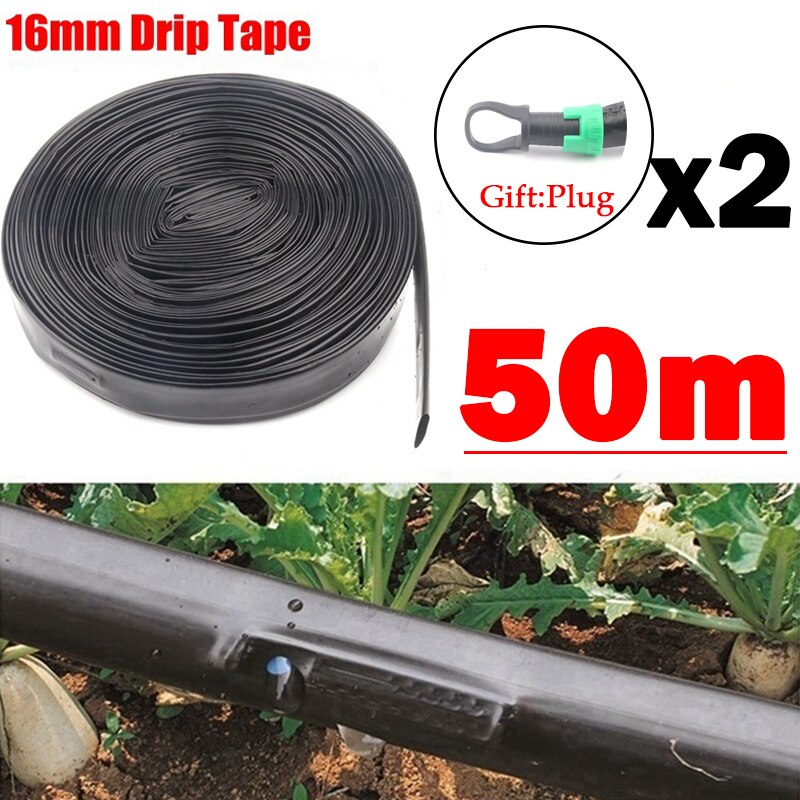 20~100M 16*0.2mm 1-Hole Patch Type Irrigation Drip Tape Fruit Tree Greenhouse Drip Hose Micro Irrigation System Seepage Pipe: Space400mm / 50m