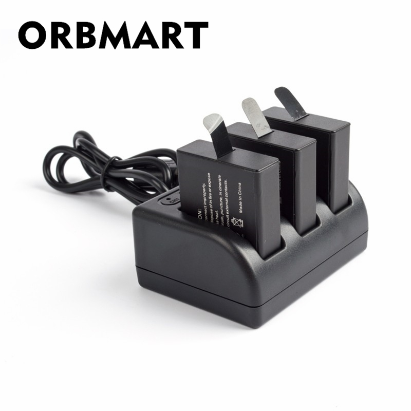 ORBMART Sport Camera Accessoire Drie Poorten Batterij Oplader Voor Gopro Hero 5 6 7 Zwart Met Usb Kabel Reizen