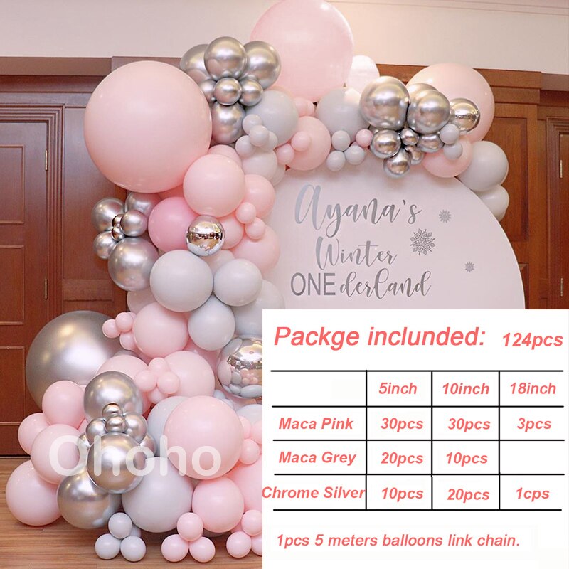Pink White Black Gold Balloon Arch Kit Baby Birthday Party Decoration Bride Wedding Christening Baptism Globos Background: balloon arch 5