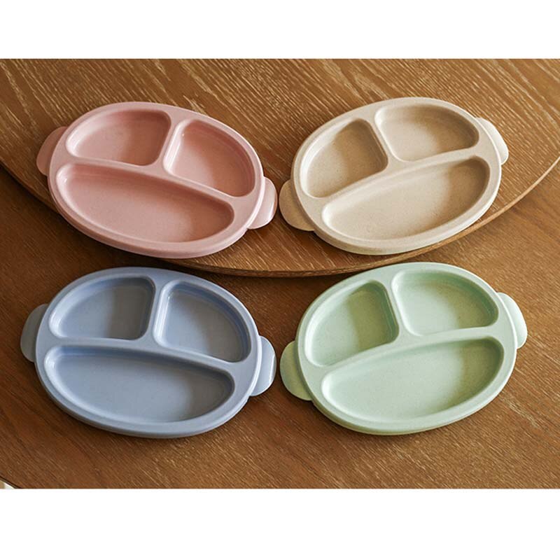 Cuencos de fibra de trigo Natural bonitos platos de bebé de dibujos animados vajilla de alimentación de bebé niños pequeños placa ambiental portátil